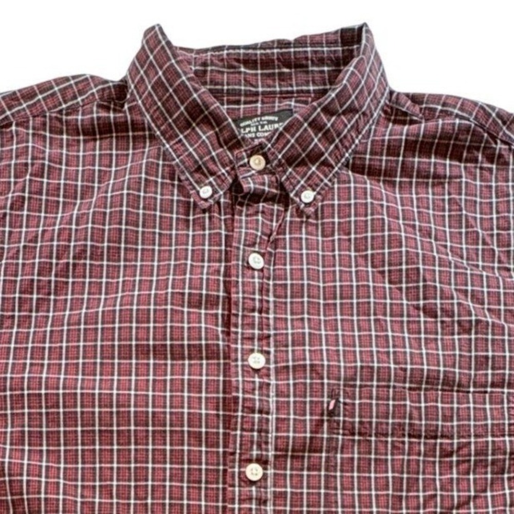 Ralph Lauren Jeans Co Plaid Button Down Shirt Mens 1XT Red Black Cotton Tall